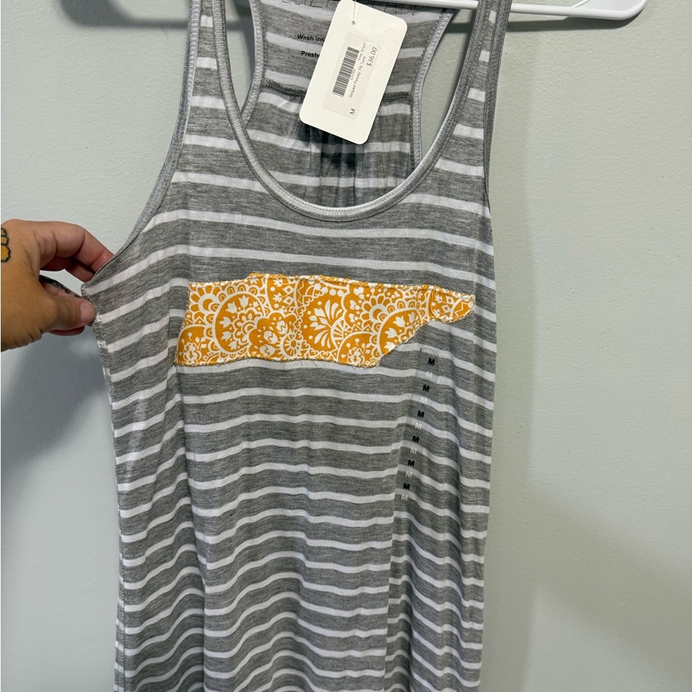 NWT Tennessee Gray and Yellow Striped Women's Tank Top